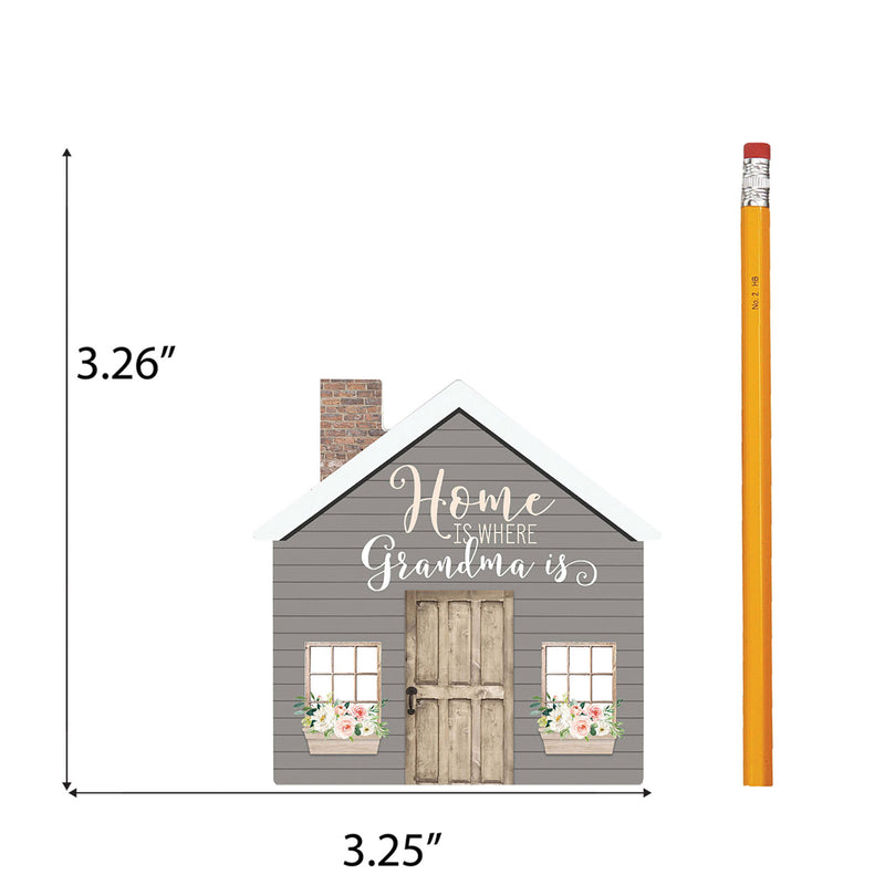 P. Graham Dunn Home is Where Grandma is Floral Grey 3.2667 x 3.25 Pine Wood Small Shape Plaque