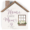 P. Graham Dunn Home is Where Mom is Floral White 3.2667 x 3.25 Pine Wood Decorative Small Shape Plaque