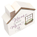 P. Graham Dunn Home is Where Mom is Floral White 3.2667 x 3.25 Pine Wood Decorative Small Shape Plaque