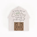 P. Graham Dunn Country is Good for Soul Barn Brown 3.5 x 3.25 Pine Wood Tabletop Shape Sign