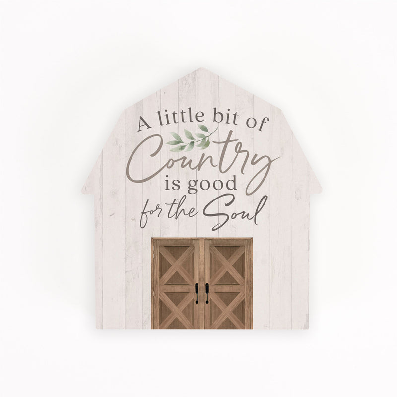 P. Graham Dunn Country is Good for Soul Barn Brown 3.5 x 3.25 Pine Wood Tabletop Shape Sign