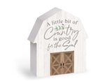 P. Graham Dunn Country is Good for Soul Barn Brown 3.5 x 3.25 Pine Wood Tabletop Shape Sign