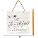 P. Graham Dunn Thankful and Blessed Cotton Blossom 7 x 7 Inch Wood Pallet Wall Hanging Sign