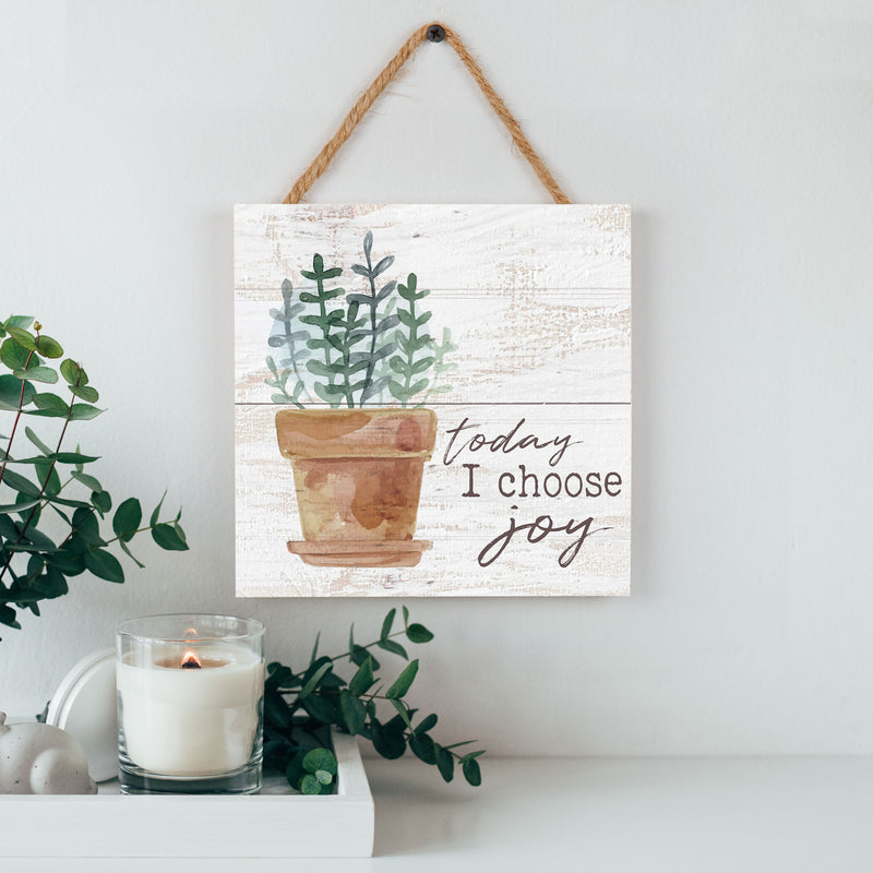 P. Graham Dunn Today I Choose Joy Plant Whitewash 7 x 7 Inch Wood Pallet Wall Hanging Sign