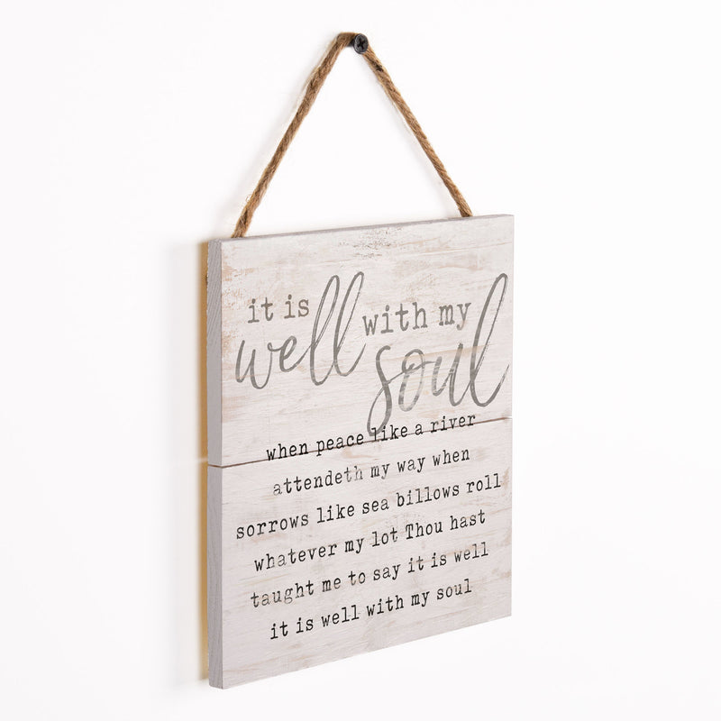P. Graham Dunn It is Well with My Soul Whitewash 7 x 7 Inch Wood Pallet Wall Hanging Sign