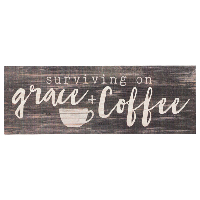 P. Graham Dunn Surviving on Grace Coffee Rustic Grey 10 x 3.38 Inch Wood Slat Easelback Tabletop Sign