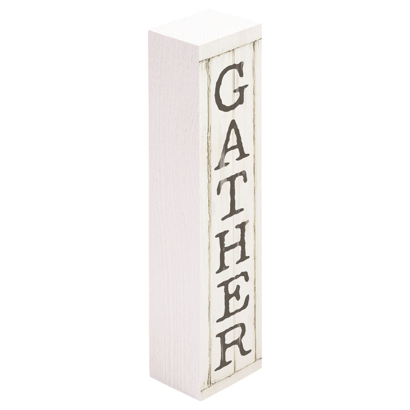 P. Graham Dunn Gather Rustic Whitewash 7.25 x 1.5 Inch Wood Vertical Tabletop Block Sign