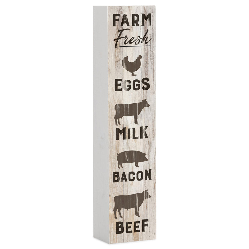 P. Graham Dunn Farm Fresh Animals Rustic Whitewash 7.25 x 1.5 Inch Wood Vertical Tabletop Block Sign