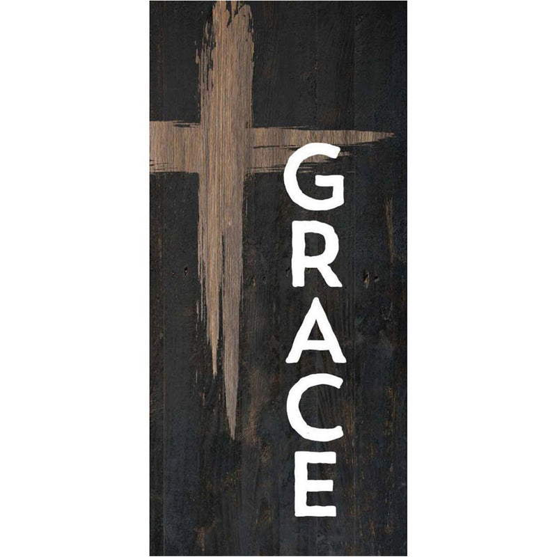 P. Graham Dunn Grace Cross Midnight Black 3.5 x 1.63 Pine Wood Decorative Word Block Plaque