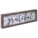 P. Graham Dunn Thankful Grateful Blessed Grey White 24.6 x 7.8 Inch Solid Pine Wood Farmhouse Frame Wall Plaque