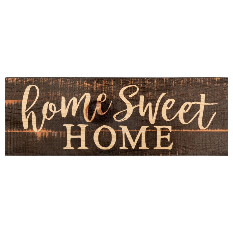 P. Graham Dunn Home Sweet Home Script Design Black Distressed 15.75 x 5.5 Inch Solid Pine Wood Plank Wall Plaque Sign