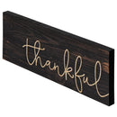 P. Graham Dunn Thankful Script Design Black Distressed 15.75 x 5.5 Inch Solid Pine Wood Plank Wall Plaque Sign