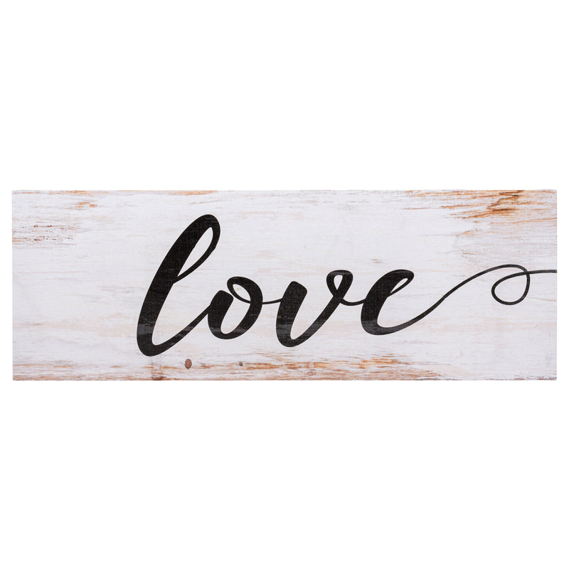 P. Graham Dunn Love Script Design White Wash 15.75 x 5.5 Inch Solid Pine Wood Plank Wall Plaque Sign