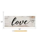 P. Graham Dunn Love Script Design White Wash 15.75 x 5.5 Inch Solid Pine Wood Plank Wall Plaque Sign