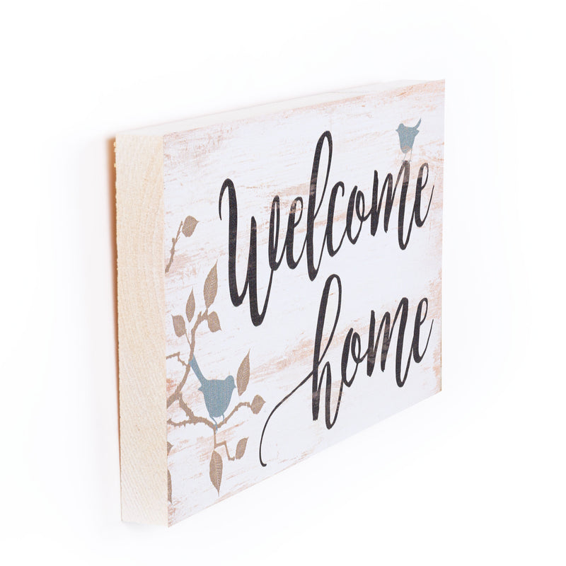 P. Graham Dunn Welcome Home Birds Whitewash 5.5 x 10 Solid Wood Plank Wall Plaque Sign