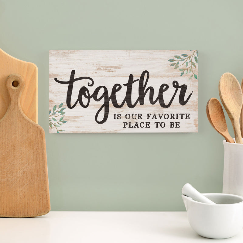 P. Graham Dunn Together Favorite Place to Be Whitewash 5.5 x 10 Solid Wood Plank Wall Plaque Sign