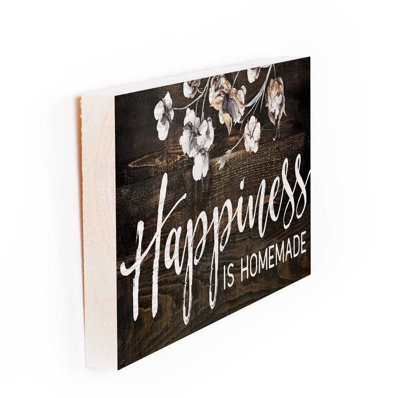 P. Graham Dunn Happiness Homemade Floral Dark Distressed 5.5 x 10 Solid Wood Plank Wall Plaque Sign