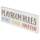 P. Graham Dunn Playroom Rules Be Nice Share Whitewash 15.75 x 5.5 Solid Wood Plank Wall Plaque Sign