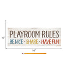 P. Graham Dunn Playroom Rules Be Nice Share Whitewash 15.75 x 5.5 Solid Wood Plank Wall Plaque Sign