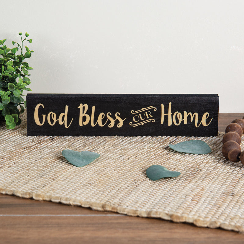 P. Graham Dunn God Bless Our Home 3 x 12 Dried Pine Wood Hand-Painted Wall Sign