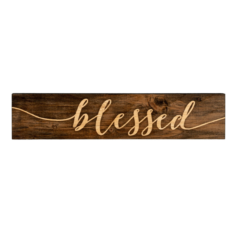 P. Graham Dunn Blessed Script Design 2.5 x 11.75 Inch Solid Pine Wood Farmhouse Stick Sign