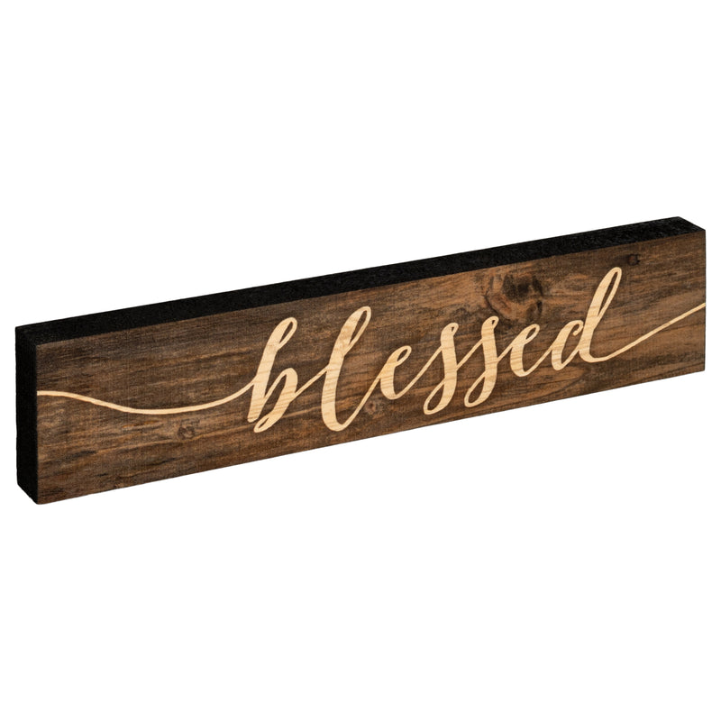 P. Graham Dunn Blessed Script Design 2.5 x 11.75 Inch Solid Pine Wood Farmhouse Stick Sign