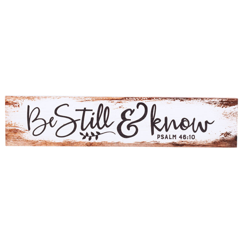 P. Graham Dunn Be Still & Know White Wash 2.5 x 11.75 Inch Solid Pine Wood Farmhouse Stick Sign