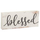 P. Graham Dunn Blessed Script Design White Wash 6 x 2.5 Inch Solid Pine Wood Farmhouse Stick Sign