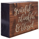 P. Graham Dunn Grateful Thankful Blessed Script Brown 5 x 3.5 Inch Solid Pine Wood Barnhouse Block Sign