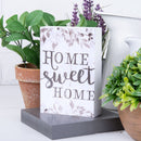 P. Graham Dunn Home Sweet Home Grey Floral White 5 x 3.5 Inch Solid Pine Wood Barnhouse Block Sign