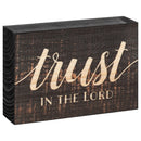 P. Graham Dunn Trust in The Lord Script Design Grey 5 x 3.5 Inch Solid Pine Wood Barnhouse Block Sign