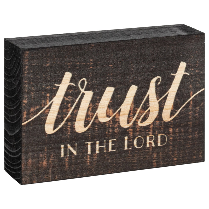 P. Graham Dunn Trust in The Lord Script Design Grey 5 x 3.5 Inch Solid Pine Wood Barnhouse Block Sign