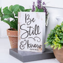 P. Graham Dunn Be Still and Know That I Am God White 5 x 3.5 Inch Solid Pine Wood Barnhouse Block Sign