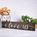 P. Graham Dunn I Love Us Script Design Brown 17 x 3.5 Inch Solid Pine Wood Barnhouse Block Sign