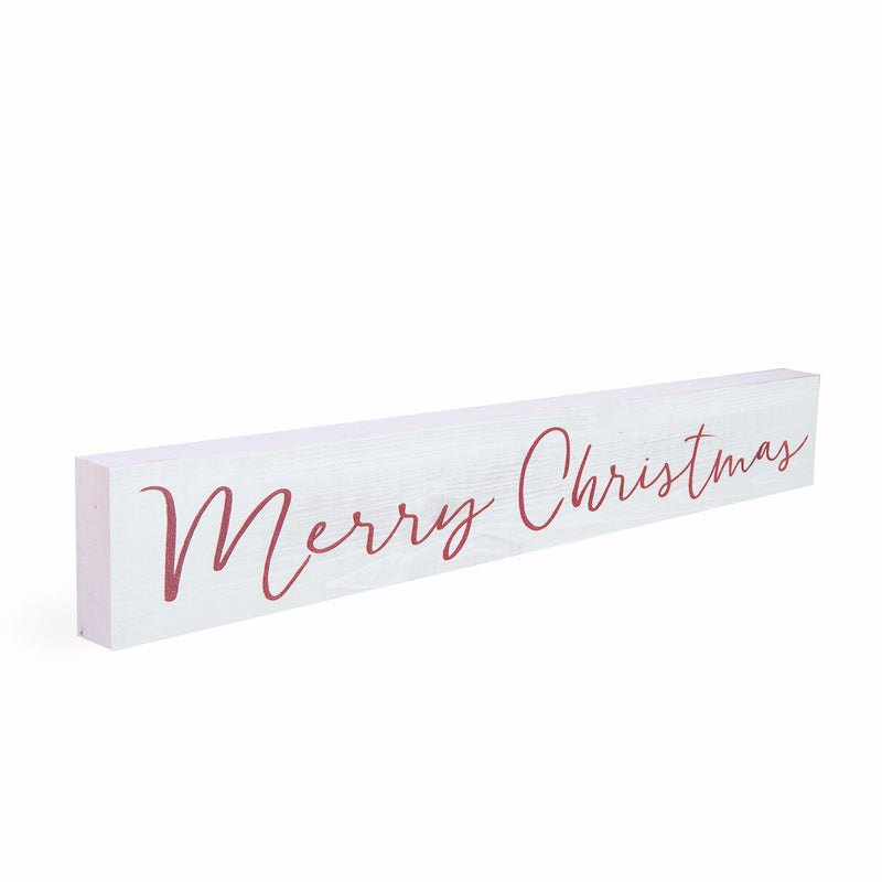 P. Graham Dunn Merry Christmas Whitewash 11.75 x 2.5 Pine Wood Tabletop Stick Sign