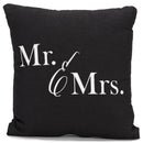 Mr. and Mrs. Black and White 12 x 12 Cotton Fabric Decorative Pillow