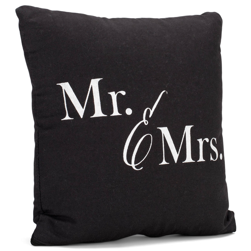 Mr. and Mrs. Black and White 12 x 12 Cotton Fabric Decorative Pillow