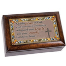 Peace Transcends Jeweled Amber Music Box Plays Amazing Grace