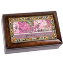 Friends Flowers Jeweled Amber Music Box Plays Wind Beneath My Wings