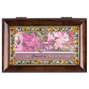Friends Flowers Jeweled Amber Music Box Plays Wind Beneath My Wings