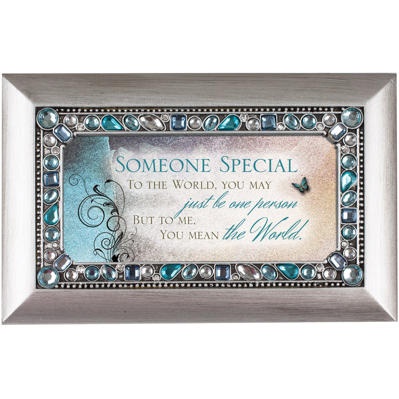 Someone Special Jeweled Silver Finish Jewelry Music Box - Plays Tune Wind Beneath My Wings