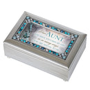 Dear Aunt Touched My Life Brushed Silvertone Jewelry Music Box Plays Wonderful World