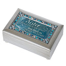 Sister Love Heart Silver Tone Jewel Beaded Petite Music Box Plays You Light Up My Life