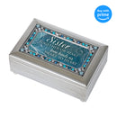 Top down view of Sister Love Heart Silver Tone Jewel Beaded Petite Music Box