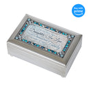 Top down view of Daughter in Law Silver Tone Jewel Beaded Petite Music Box