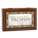 With Love Baptism Woodgrain Jeweled Music Box Plays Jesus Loves Me