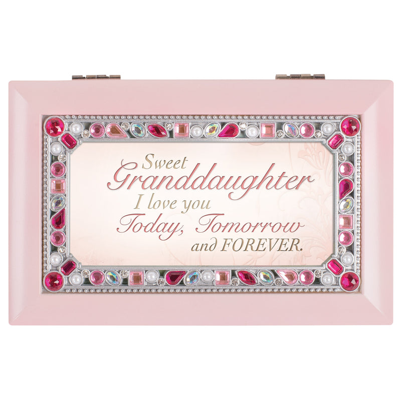 Sweet Granddaughter I Love You Matte Pink Jewelry Music Box Plays You Are My Sunshine
