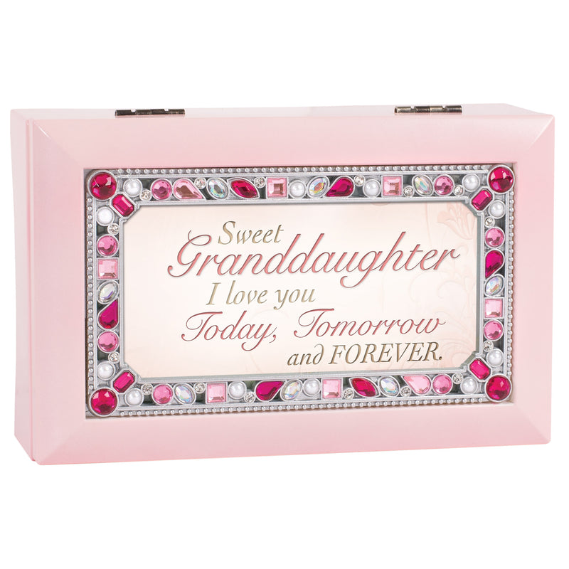 Sweet Granddaughter I Love You Matte Pink Jewelry Music Box Plays You Are My Sunshine