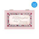 Top down view of Sweet Granddaughter I Love You Matte Pink Jewelry and Music Box