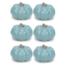 Front view of Teal Blue 6 inch Harvest Decorative Pumpkins Pack of 6